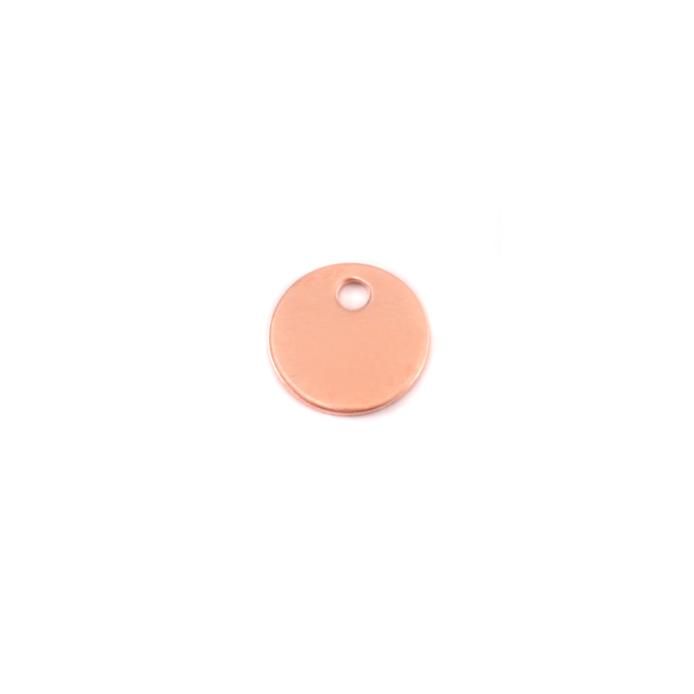 Metal Stamping Blanks Copper Round, Disc, Circle with Hole, 8mm (.31"), 24 Gauge, Pack of 5